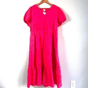 J Crew Hot Pink Eyelet Midi Dress 16